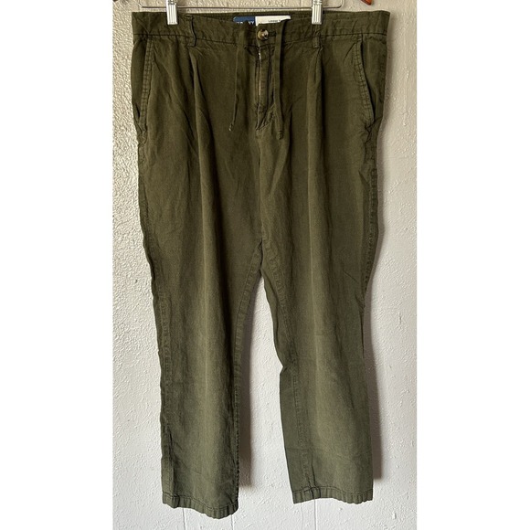 Old Navy Other - Old Navy Men's Loose Taper Linen Blend Pants Green Size L Drawstring Casual